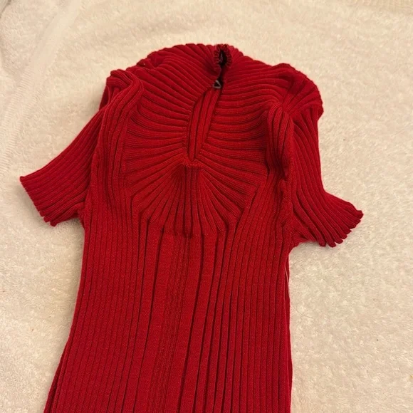 Derek Heart Red Ribbed Dress M - Picture 2 of 6